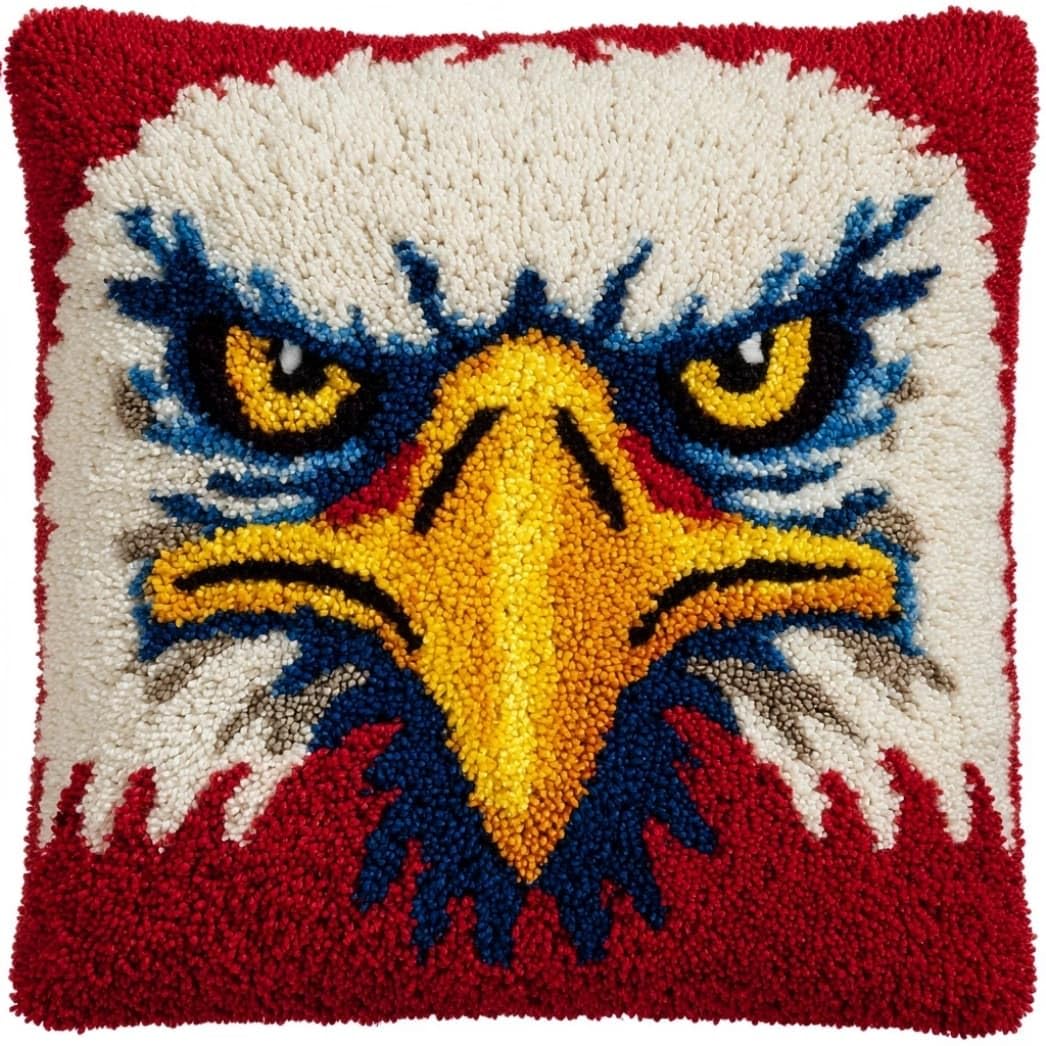 Taxpy DIY Latch Hook Pillow Kit Eagle 17X17 Inch