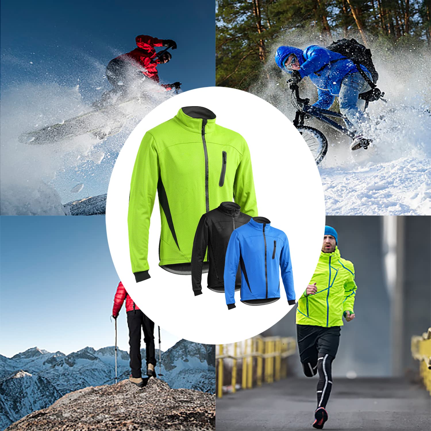 Veste de Vélo pour Hommes Doublure Polaire Imperméable Hiver Coupe-Vent Veste polaire pour le Cyclisme MTB