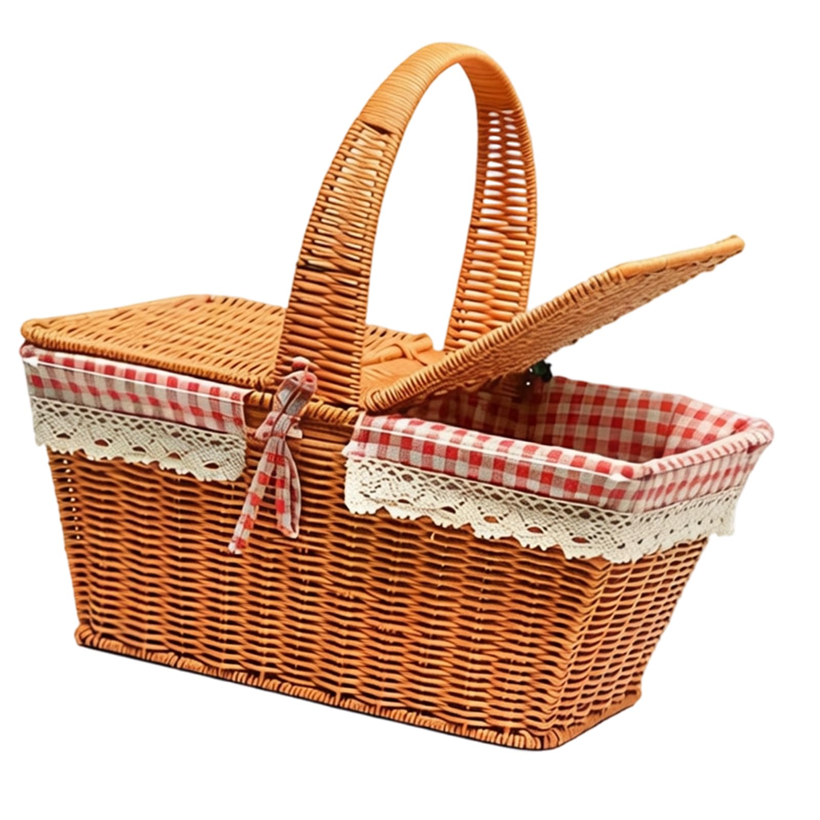 TFAOYS Handwoven Organizers Basket with Top Lid and Easy Grip Handle Room Compartment for Household Items Flexible Storage Basket with Handle