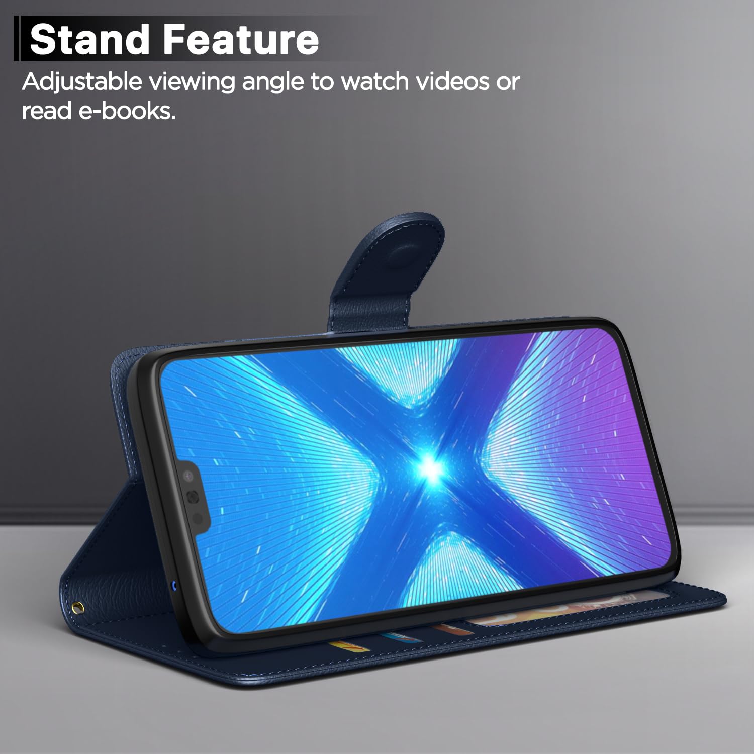 Pikkme Honor 8X Flip Case - Leather & TPU Protection -3