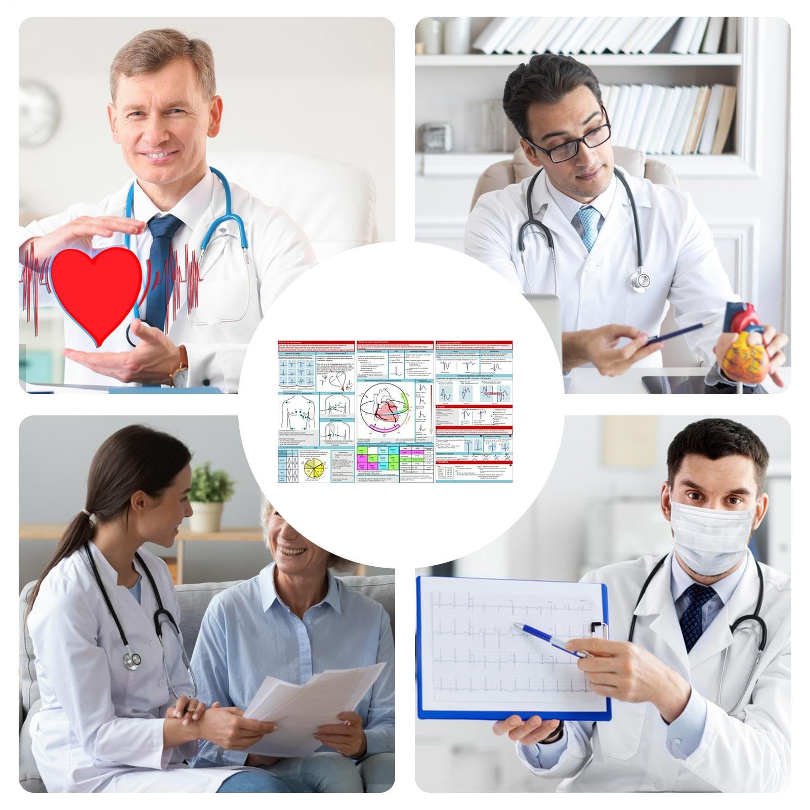 EKG Pocket Guide, Ecg Pocket Card, EKG Rhythmus Interpretation, Double Sided Compact & Portable Reference Card, Sanitäter Flash Cards, Rapid Interpretation EKG Pocket Nurses Guide