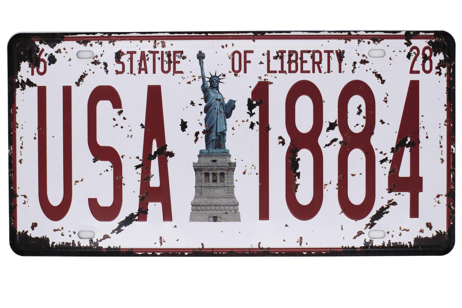 UOOPAI STATUE of LIBERTY USA 1884 Vintage Metal Sign Retro Auto License Plate, Embossed Tag Size 6" X 12"