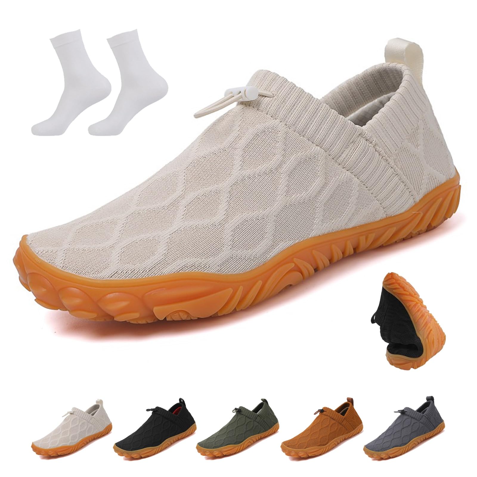 Jxopy Men's White Slip On Barefoot Shoe Recovery Slip On Shoes For Breathable Lightweight Non-Slip Running Sneakers(,40 Eu)