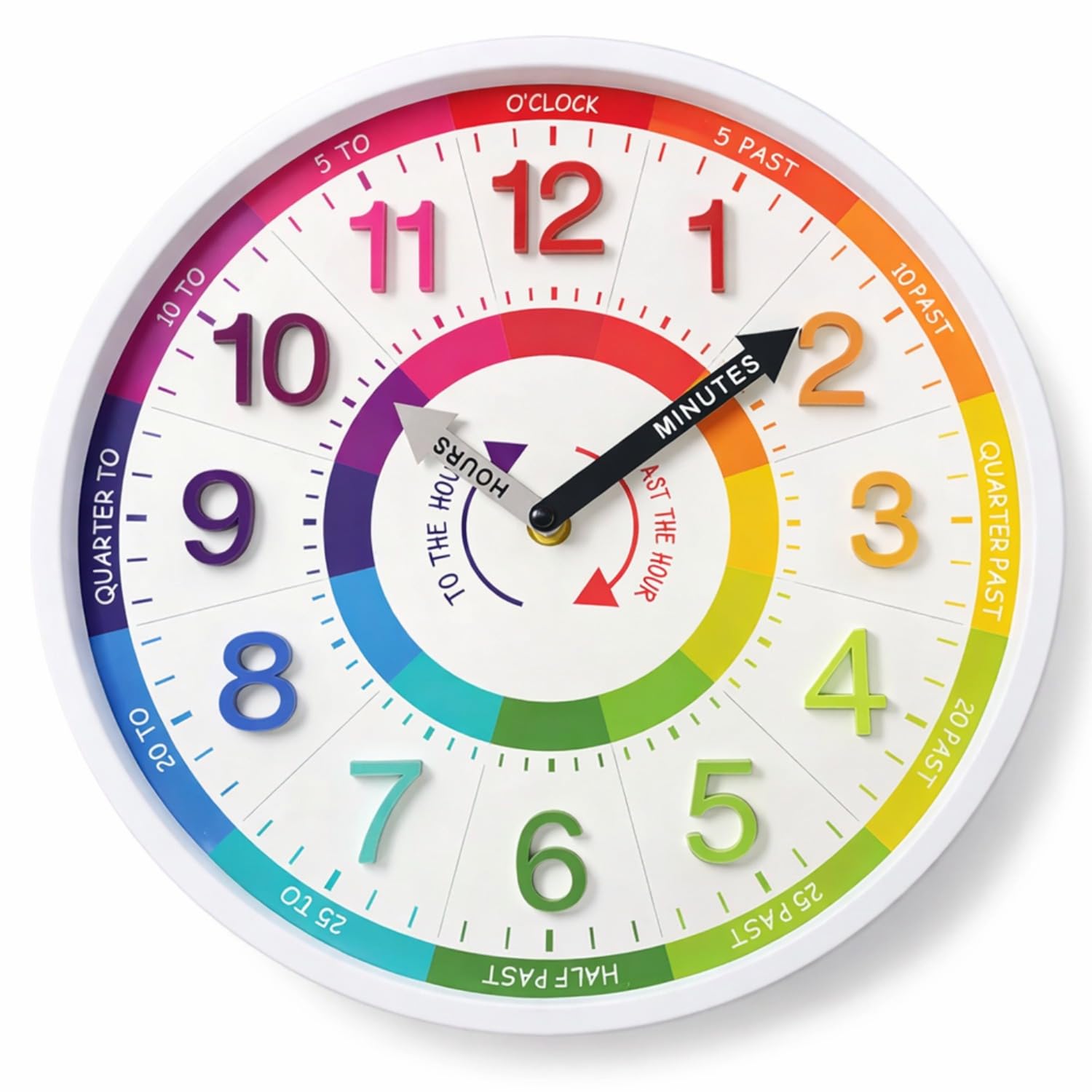 Horloge murale d'apprentissage sans tic-tac pour aider les enfants à lire l'heure