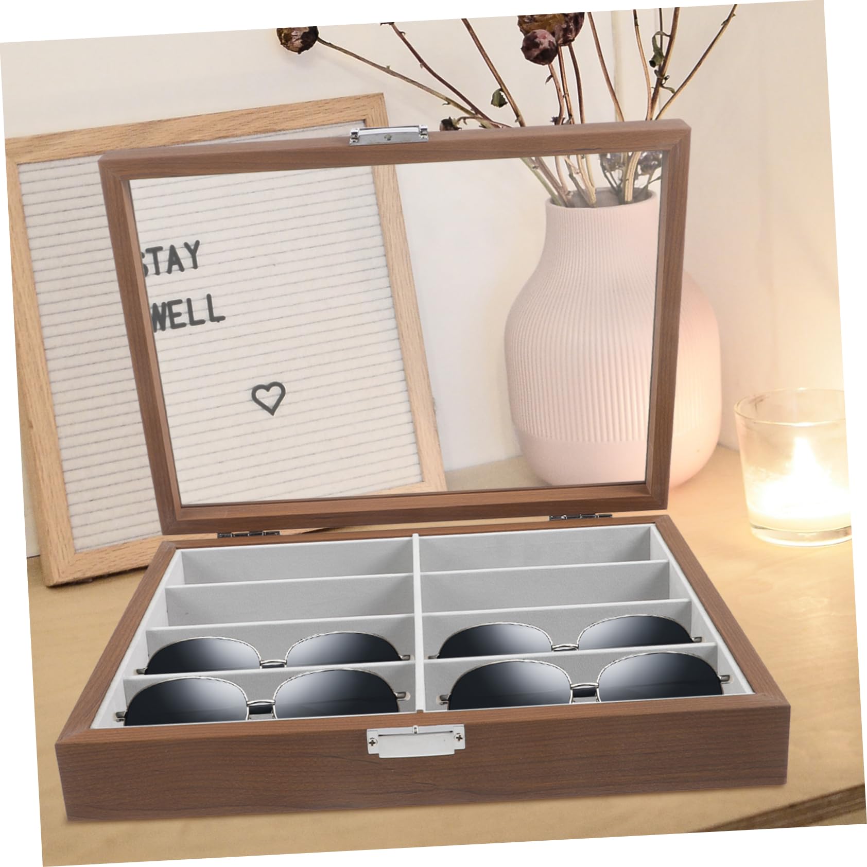 VALICLUD Caja De Gafas Organizador De Gafas De Sol 8 Piezas Madera Protectora Elegante