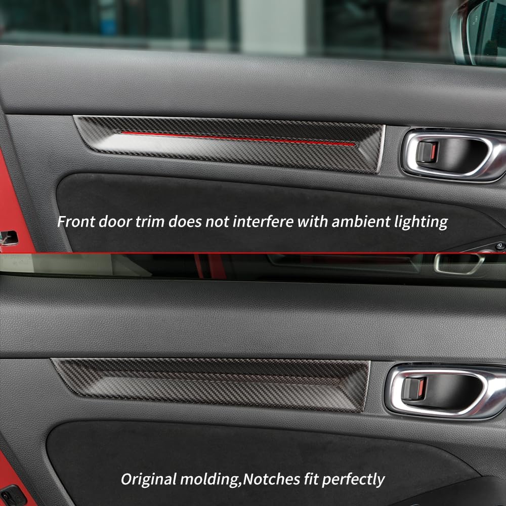JSWAN 4Pcs Carbon Fiber Car Door Panel Cover Trim Fit for 11th Gen Civic FE FL4 Type r FL5 Typer Door Strip Protector Interior Armrest Protection - Matte Black