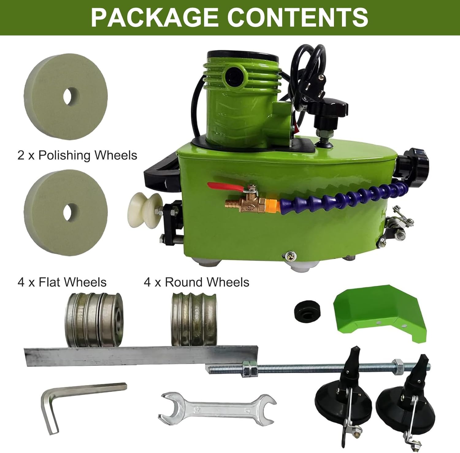 Glass Edger Grinder, Electric Glass Grinding Edging Machine with 8 Diamond Wheels(6mm/8mm/10mm/12mm) & 2 Polishing Wheels, for Straight Round Bevel Edge Grinding and Polishing