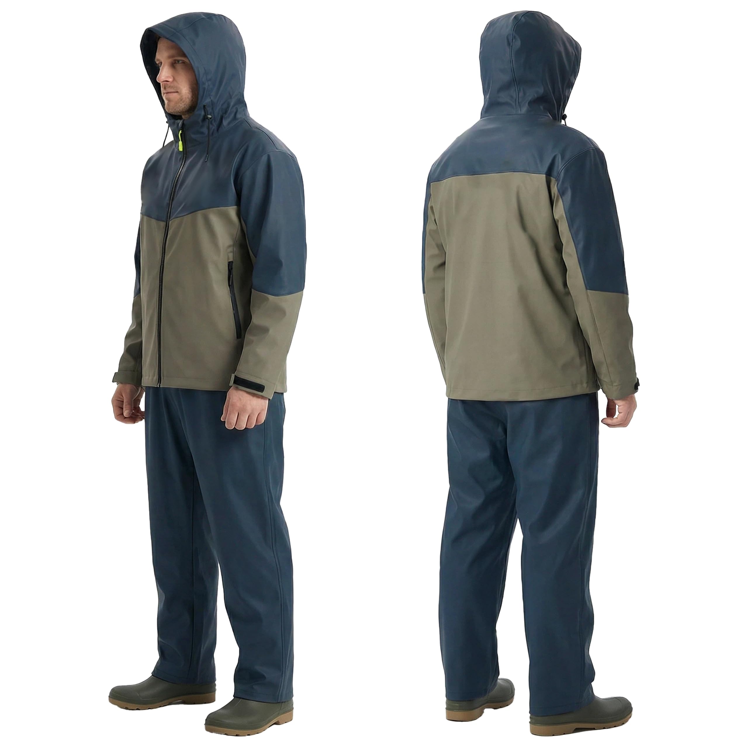 Angelanzug Herren Regenanzug Ultraleicht 800g – Absolut Wasserdichte Jacke & Latzhose aus ECO PU, ideal zum Angeln, auf der Baustelle & für Outdoor-Arbeiten