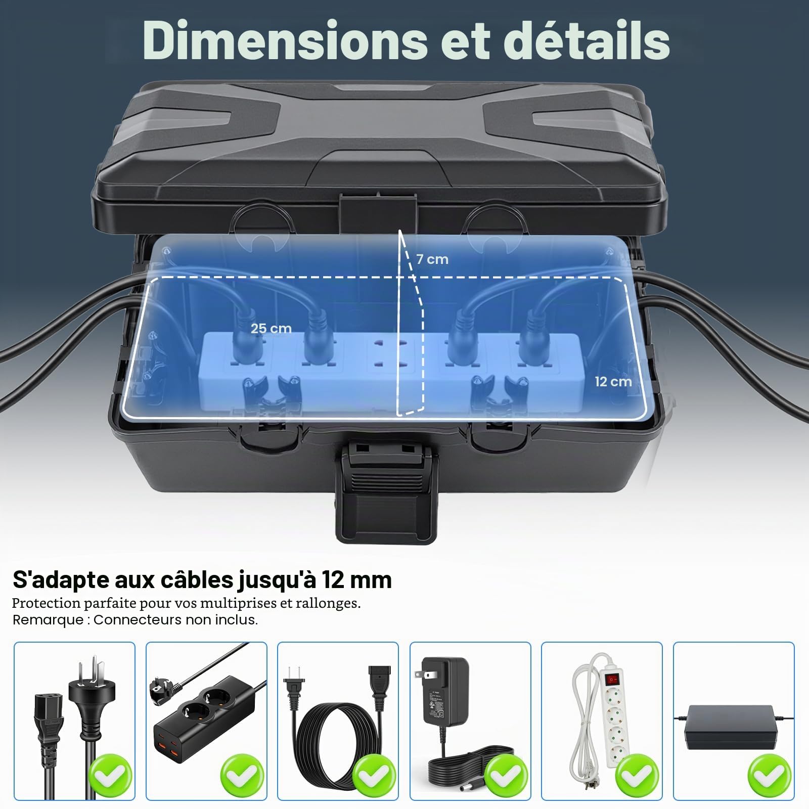 Boite Etanche Electrique Exterieur, Boitier Electrique Etanche IP55, Boite de Derivation Etanche pour Prises de Jardin, Rallonges, Câbles, Décoration Lumineuse de Vacances (23x12x10cm)