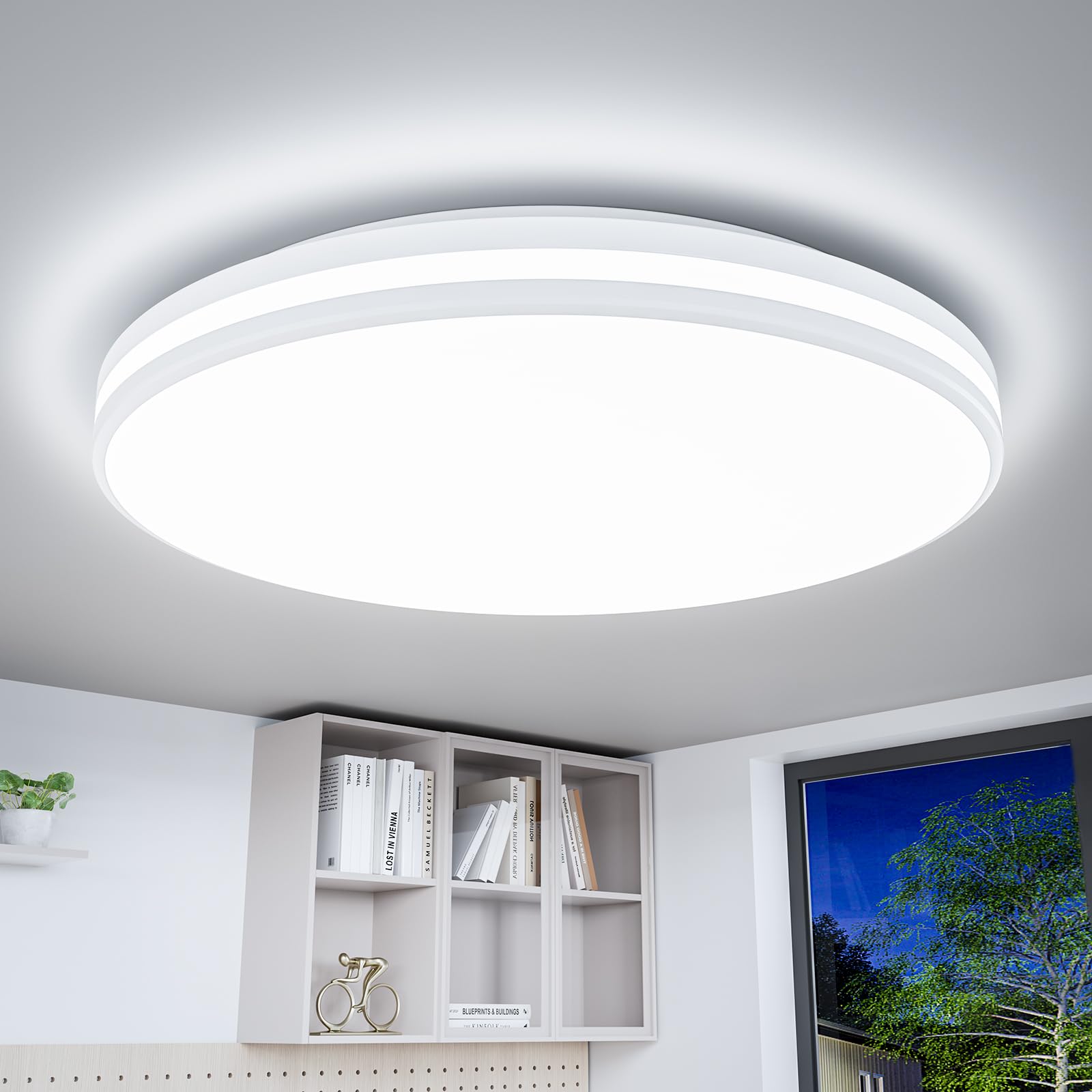 LED Deckenleuchte 20W, Deckenlampe Badezimmer Rund Kaltweiß
