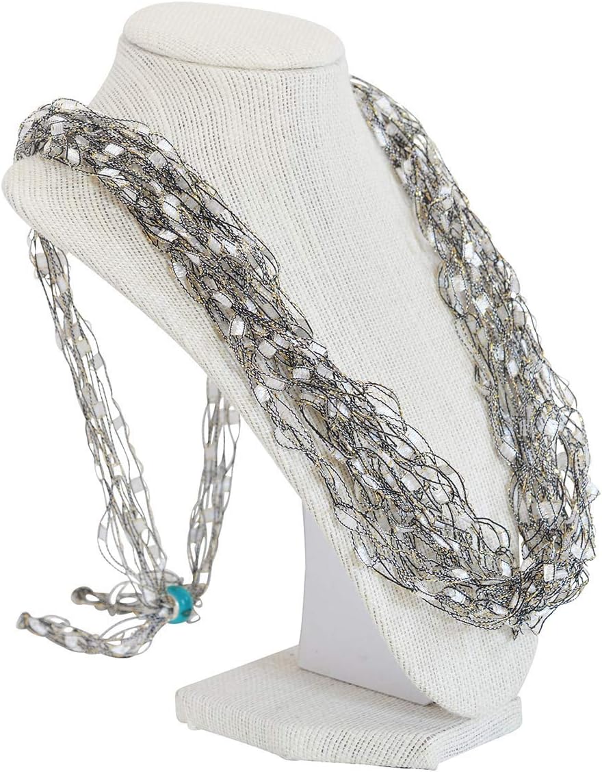 CROCHETLACES Adjustable Lightweight Crochet Necklace Scarf- Antique Lace