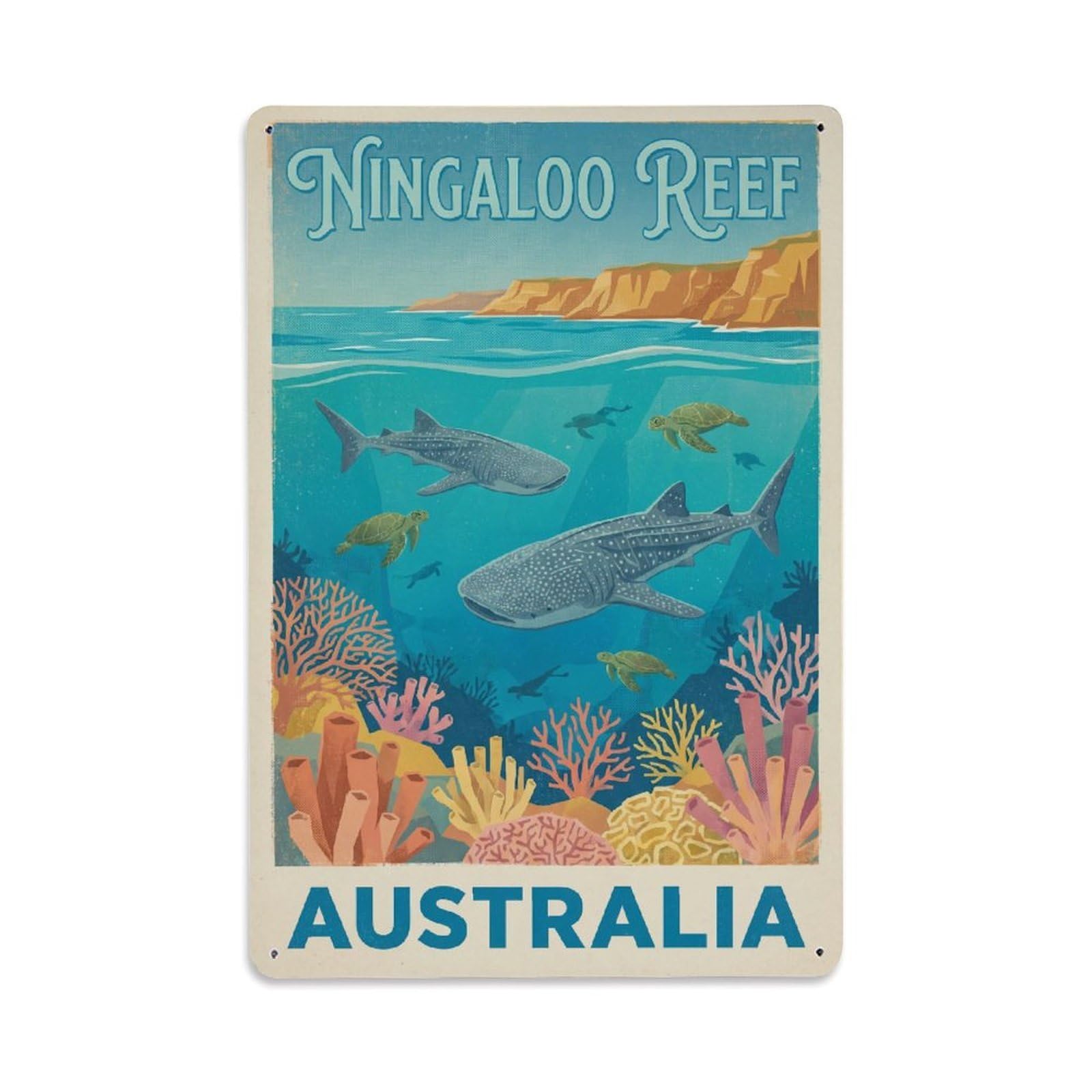 Metal Tin Sign Australia Ningaloo Reef Vintage