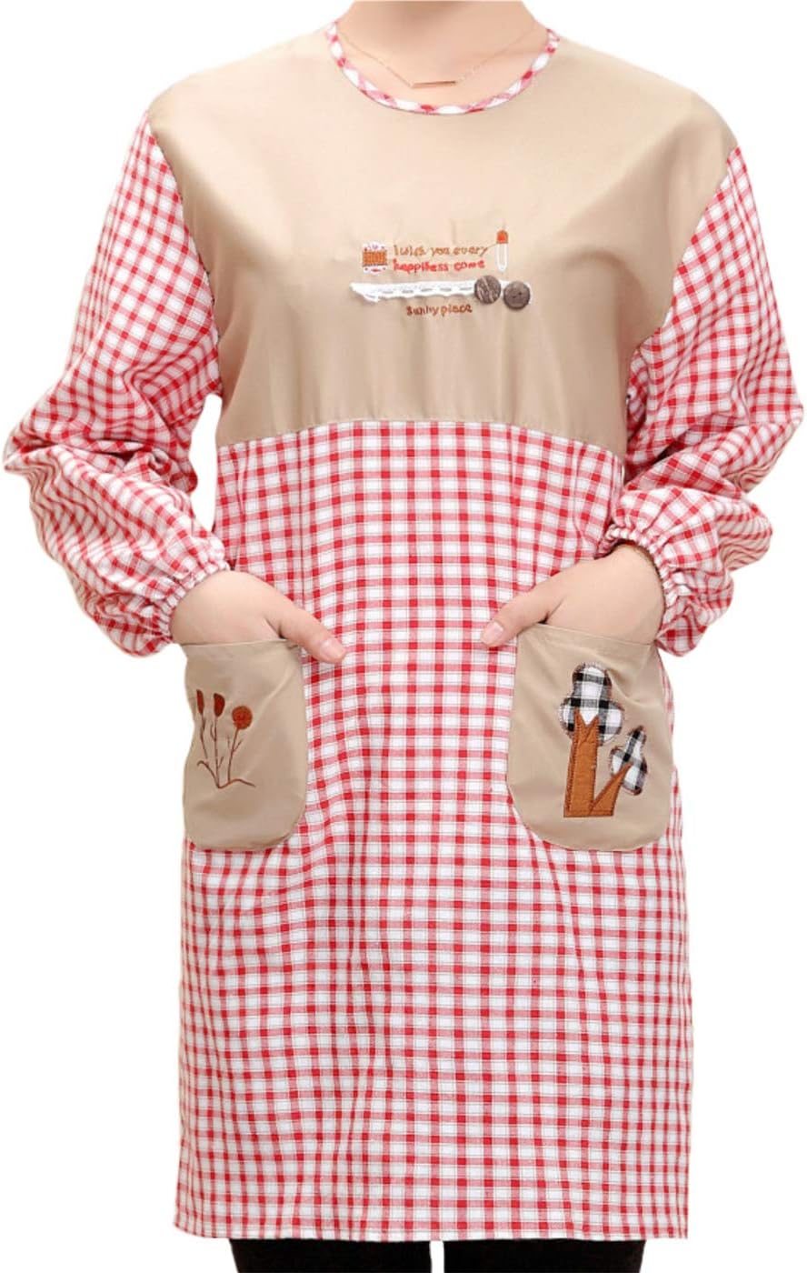LongSleeved Aprons Fashion Cute Cotton Gowns With Sleeves Kitchen