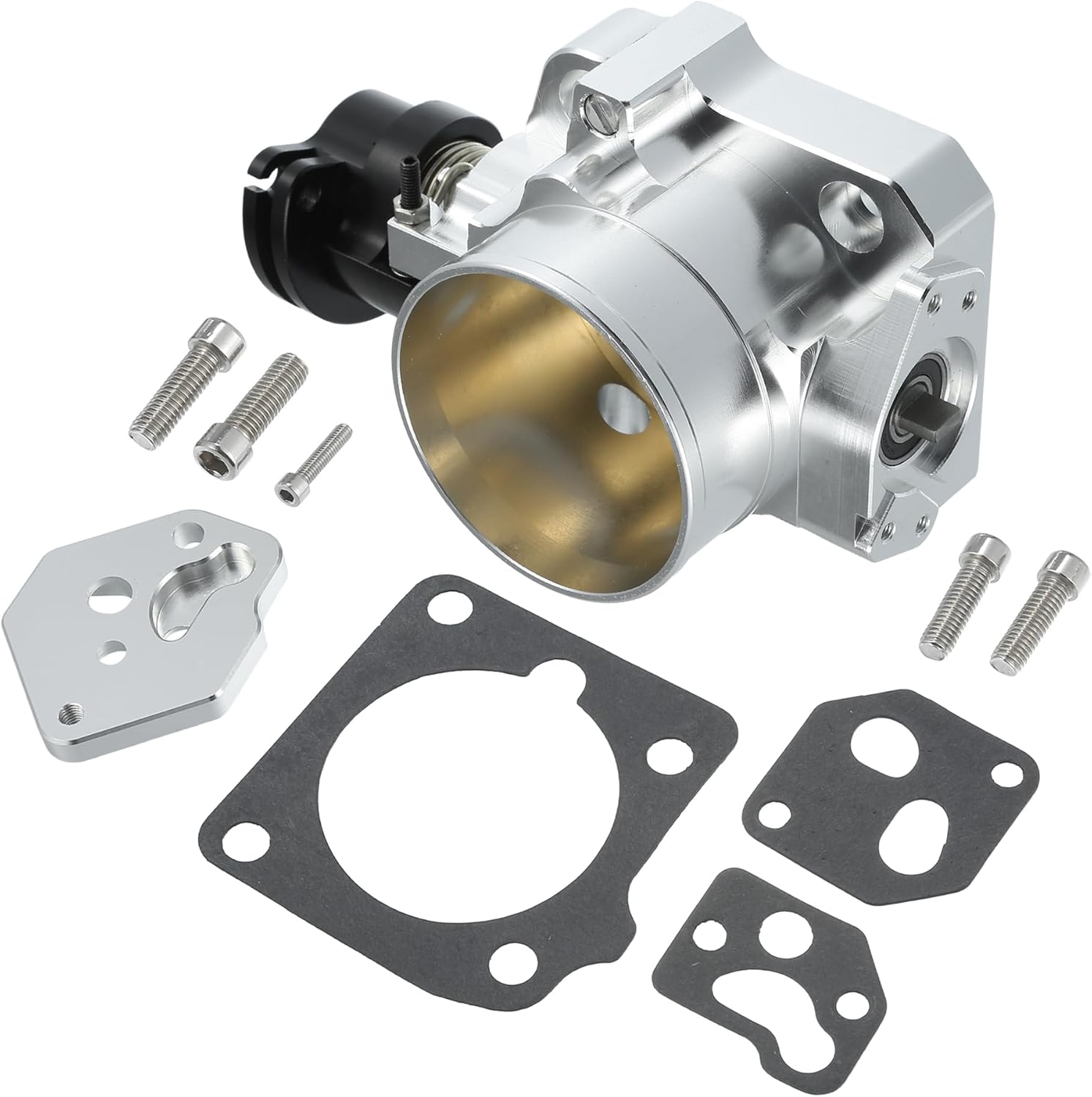 Throttle Body Assembly, 64mm Auto Throttle Body Actuator Aluminum Alloy Silver Tone, 1 Set