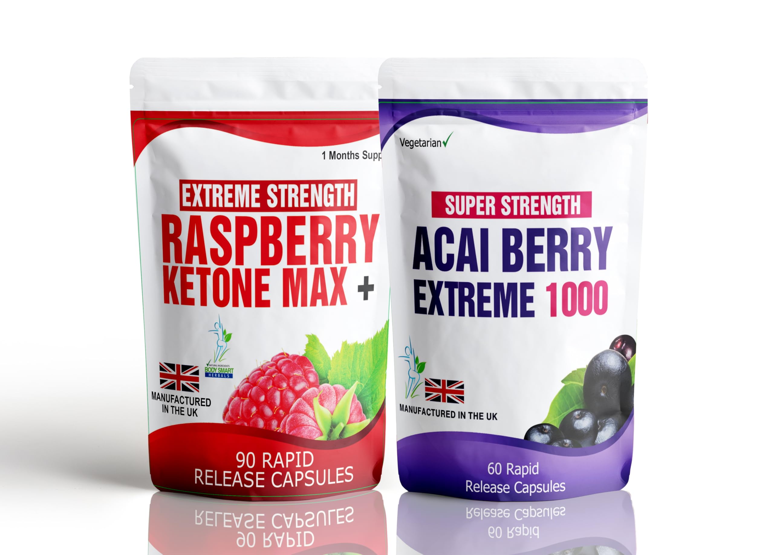 90 Raspberry Ketone Plus 60 Acai Berry Extreme Weight Management Slimming Diet Pills Free Meal Plan & Dieting Tips Extreme Strength