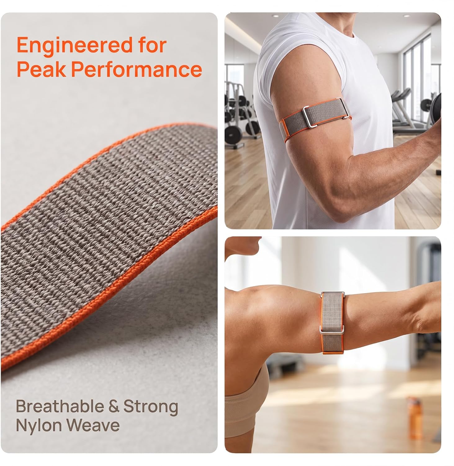 Bicep/Arm/Ankle Band for Google Fitbit Air Fitness Tracker, Breathable Adjustable Nylon Replacement Strap with Metal Protective Case, Extended Length 5.9"-17", Quick-Release Sport Workout Accessory for Men Women image 3