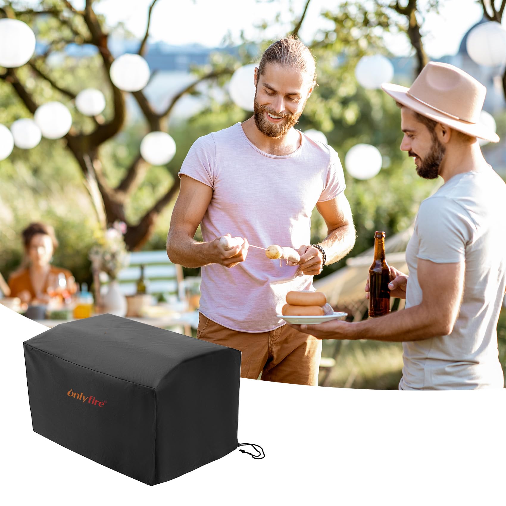 ONLYFIRE GRILLS Funda para parrilla de barbacoa para exterior, impermeable, CV702, color negro