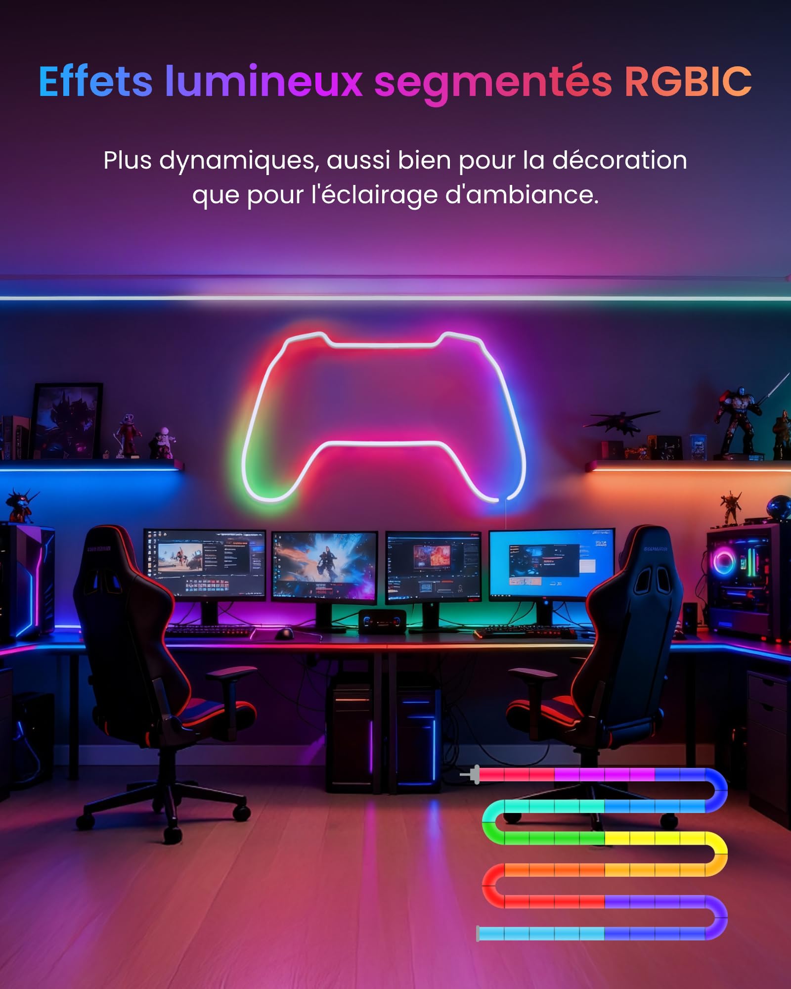 SwitchBot RGBIC Ruban LED Néon, 5M Matter Bande LED Neon Compatible avec Apple Home, Alexa, Google Home, 16 Millions de Couleurs, Sync Musique & Modes Scène, Éclairage Flexible pour Déco Maison