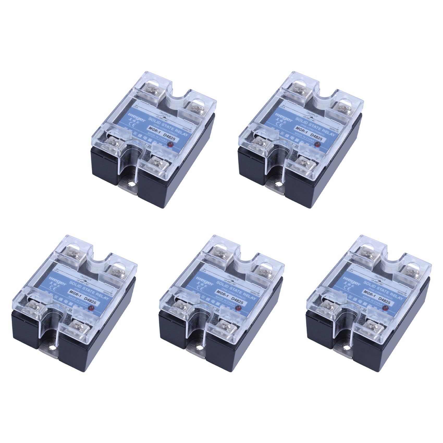 Relais statique monophasé SSR 25A D4825 DC 3-32V AC 24-480V pour circuit industriel, lot de 5 pièces