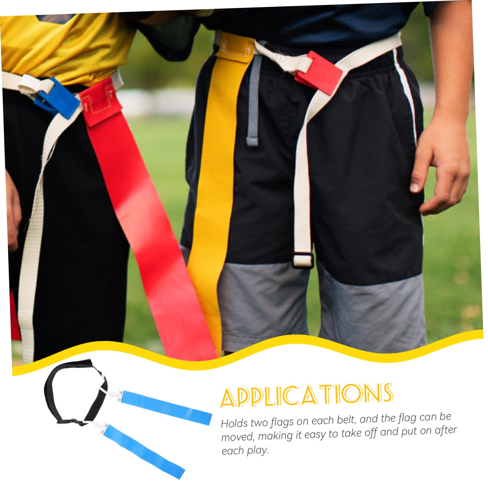 KICHOUSE Football Waist Flags and Belt Set Design for Youth Sports for Training Games and Activities Includes Moveable Flags for