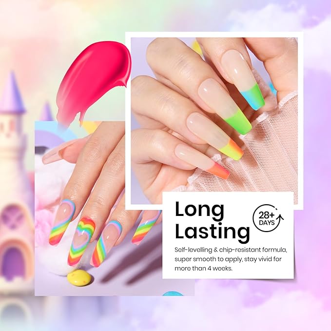 Juego de 6 Esmaltes de Uñas Gel Neon Rainbow Kingdom miniatura 4