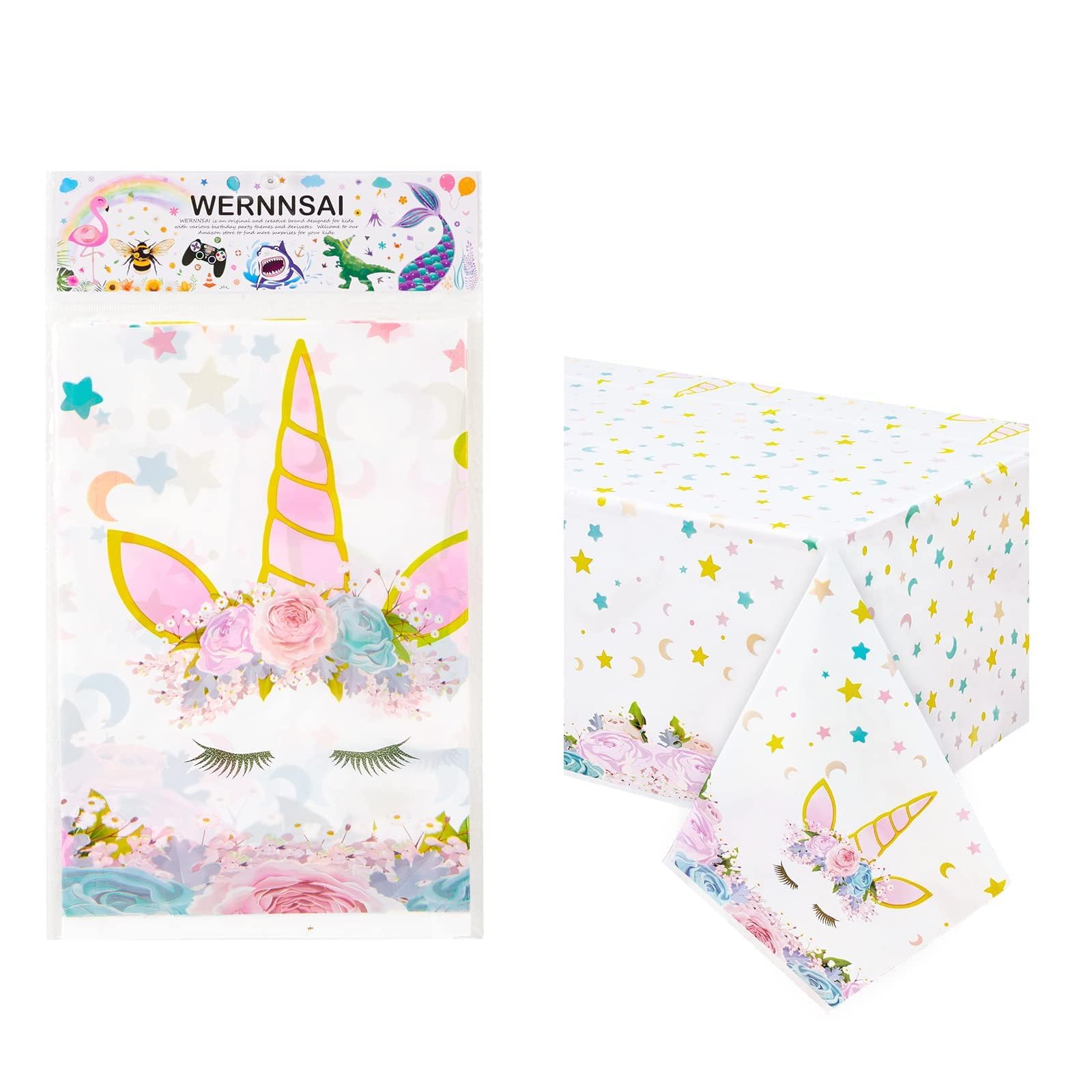 Tovaglia Usa E Getta Unicorno - 137x274 Cm, 2 Pezzi - Per Feste Di Compleanno Baby Shower Ragazze, Decorazione Colorata - Foto 4