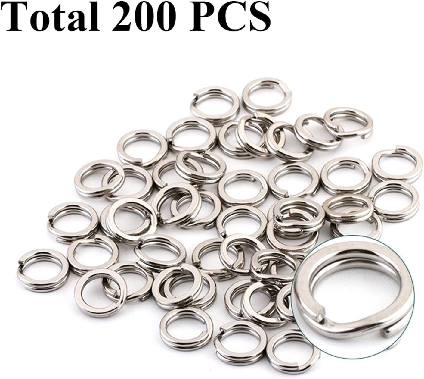 200Pcs 5 - Sizes Heavy Duty Stainless Steel Split Fishing Rings - Double Snap Loop Lure Connectors, Fishing Tackle Fishing Accessory for Freshwater and Saltwater