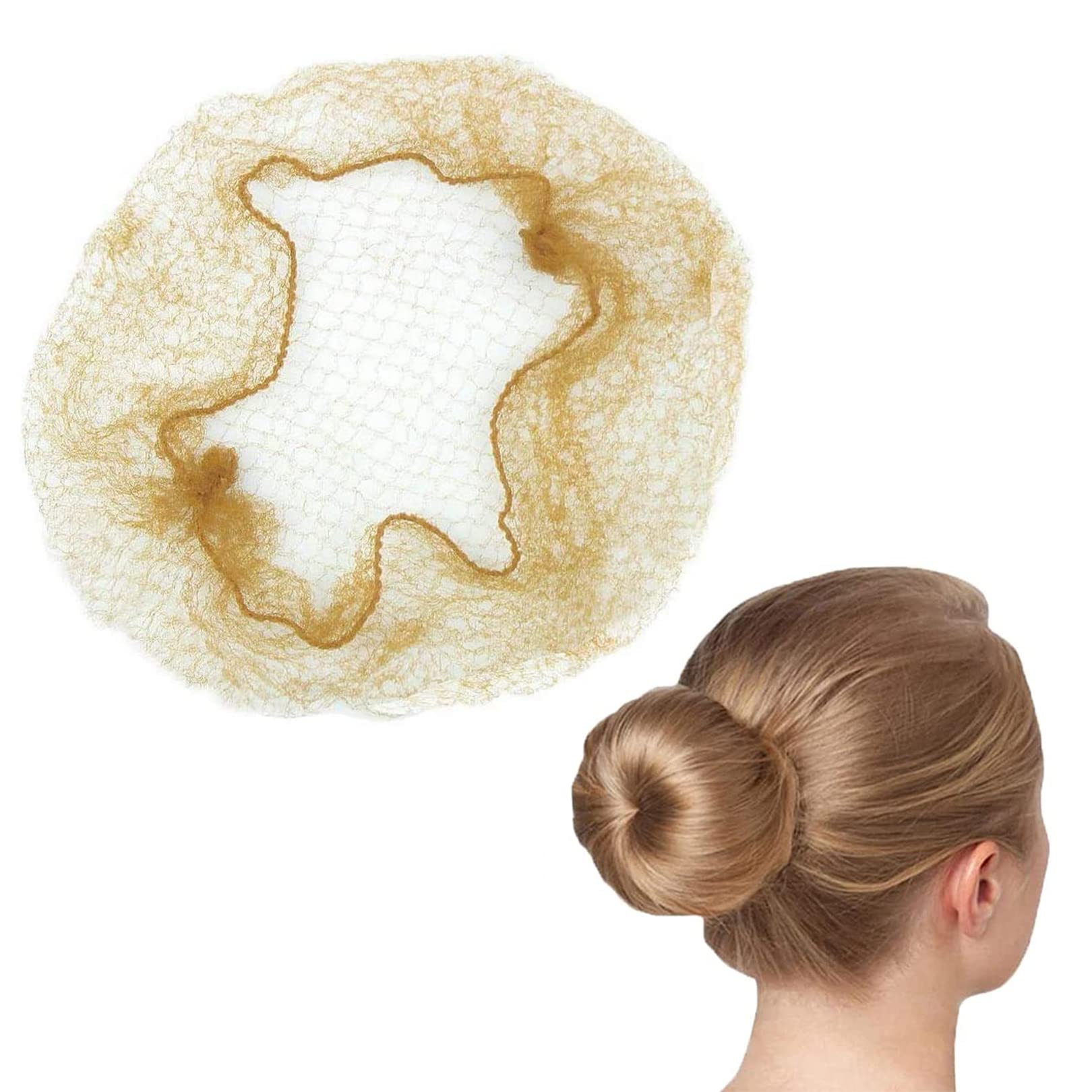 Hair Nets for Women Bun,20pcs Invisible Hair Nets Elastic Edge Mesh,Hair Bun Nets Blonde Ballet Hair Net for Girls,Hair Bun Holder for Hair Ballet Gymnastics Bun Making, 50cm/20inch (blonde)