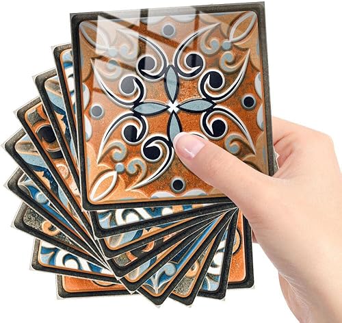 Lukery 10 hojas de azulejos de despegar y pegar, impermeables, contra salpicaduras para cocina, azulejos de flores coloridas, autoadhesivos,