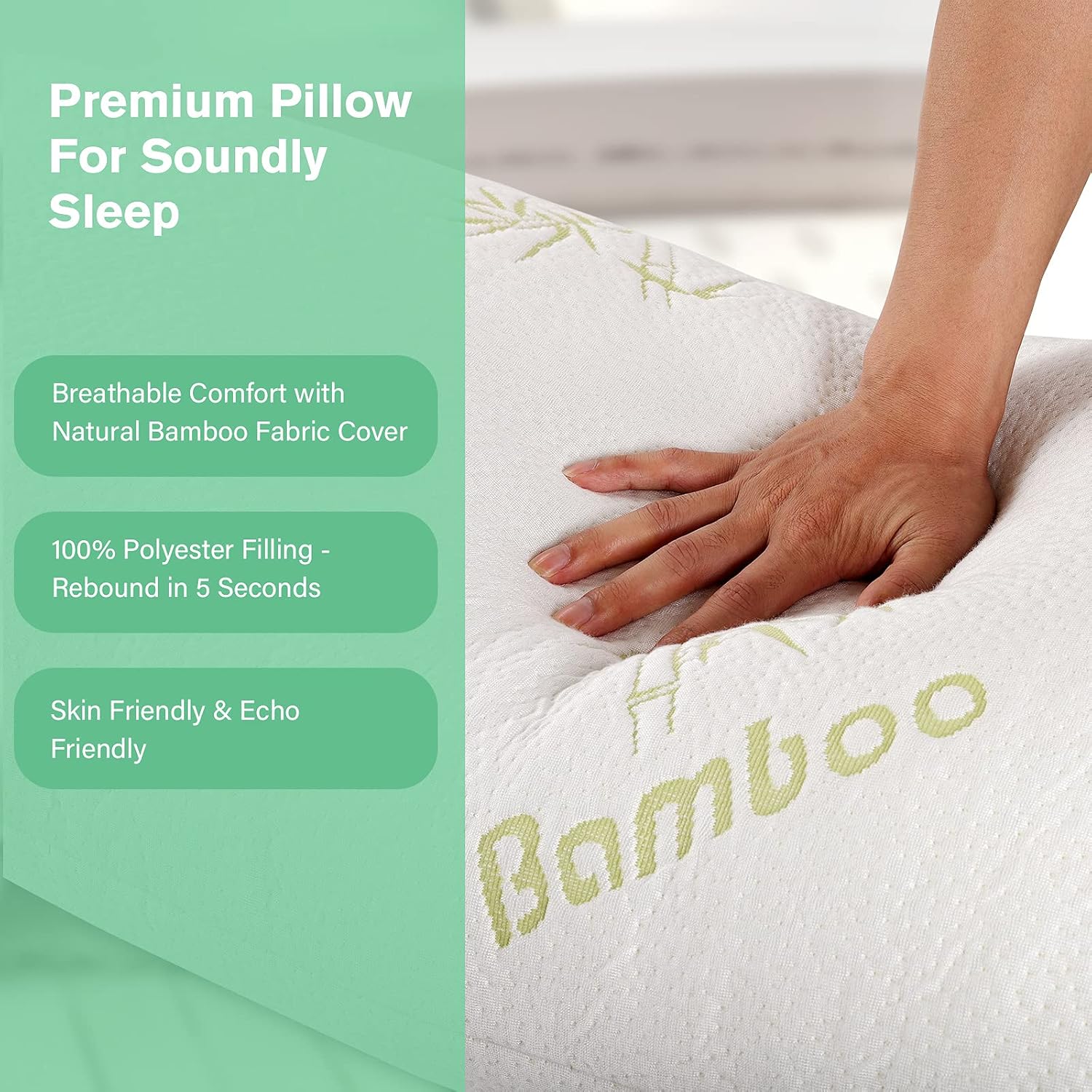 Full Body Pillow, Adjustable Soft Bamboo Body Pillows for Adults Premium Breathable Cooling Bamboo Cover, Long Sleeping Bed Pillows Firm Maternity Side Sleeper Pillow Insert to Hug Stay Warm - 20x54''