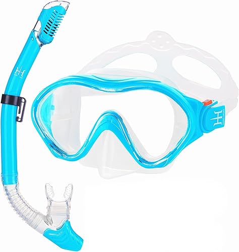 Equipo de esnórquel para niños, esnórquel seco HH HHAO Sport Kids Snorkel Set Junior Anti niebla vista panorámica de 180, gafas de natación con
