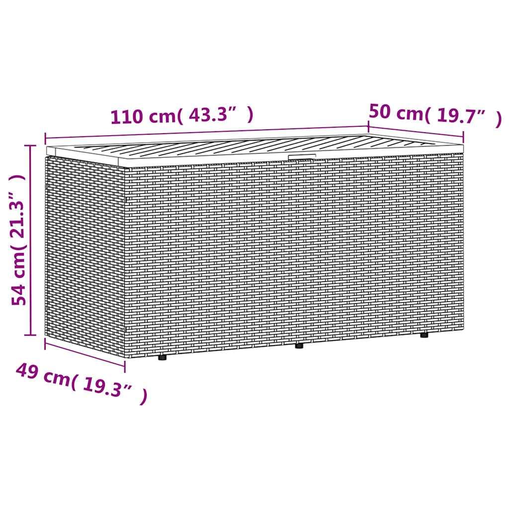 vidaXL Contenitore Giardino Grigio 110x50x54cm Polyrattan Legno Acacia