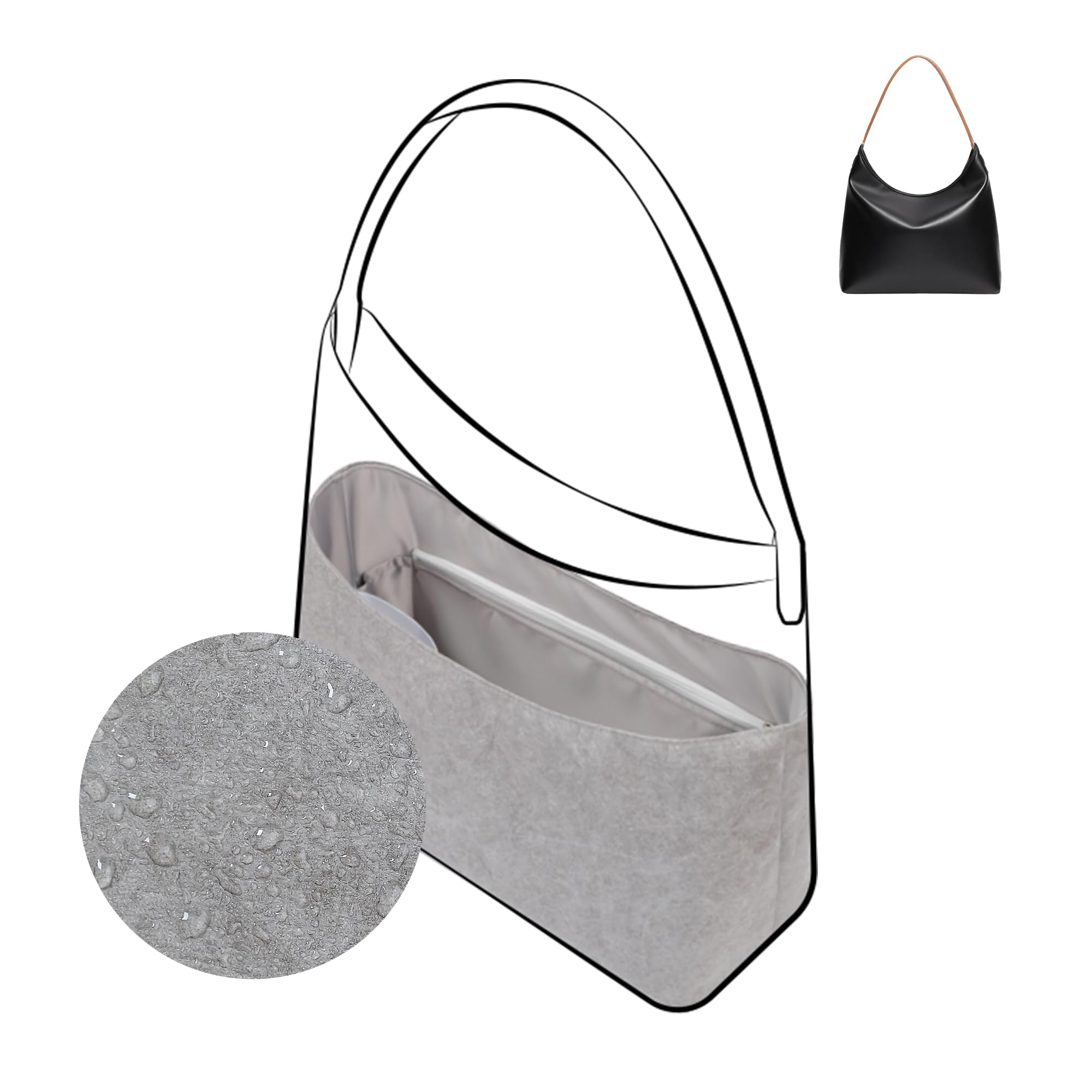 DGAZ Leichter Handtaschen Organizer für Gyard Bohème Hobo, Gris Mouette