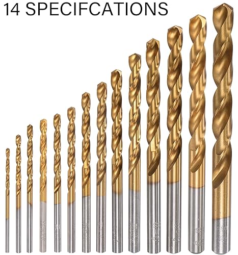 Miniatura 3 de Juego de 99 brocas recubiertas de titanio, kit de brocas HSS de punta de 135 grados para acero, aluminio, cobre, acero de aleación suave, madera,