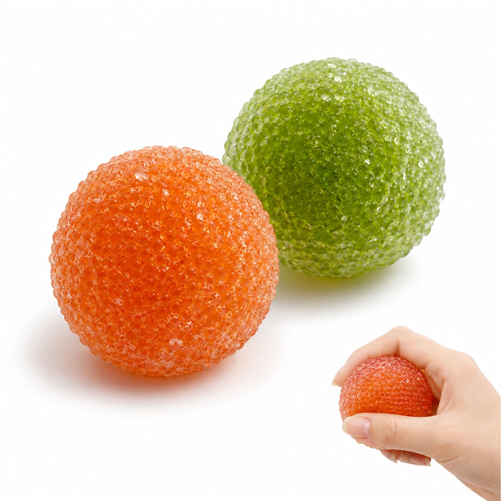 2 PCS Crunchy Squishy, An Orange Colored Bayberry Shaped and a Green Colored Bayberry shaped for Squishy Fans