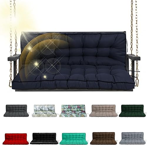 Miniatura 18 de Cojín de columpio para porche de tres asientos, cojines impermeables de repuesto con respaldo, muebles de jardín al aire libre, patio, cojines