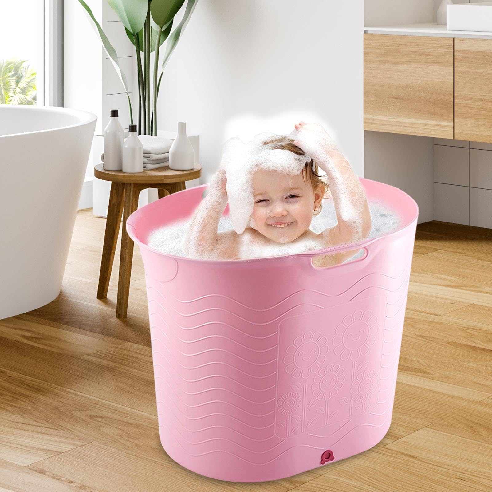 Duschbadewanne Für Kinder Zum Duschen Und Baden Tragbarer Badeeimer, | Badezimmer für Babybadezeit, Kinderbadewanne, rutschfeste Kleinkindwanne, Baby-Duschwa
