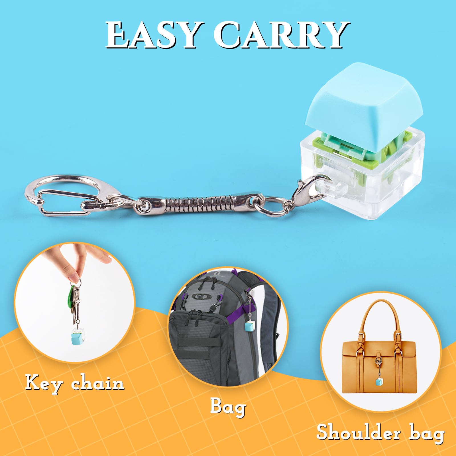 Byhoo Toetsenbord Fidget Toys - Zwarte Stille Stress Relief Sleutelhanger Met 4 Kleuren Clicker - Stil voor Bibliotheek, Studiekamer en Meer Rustige Plaatsen