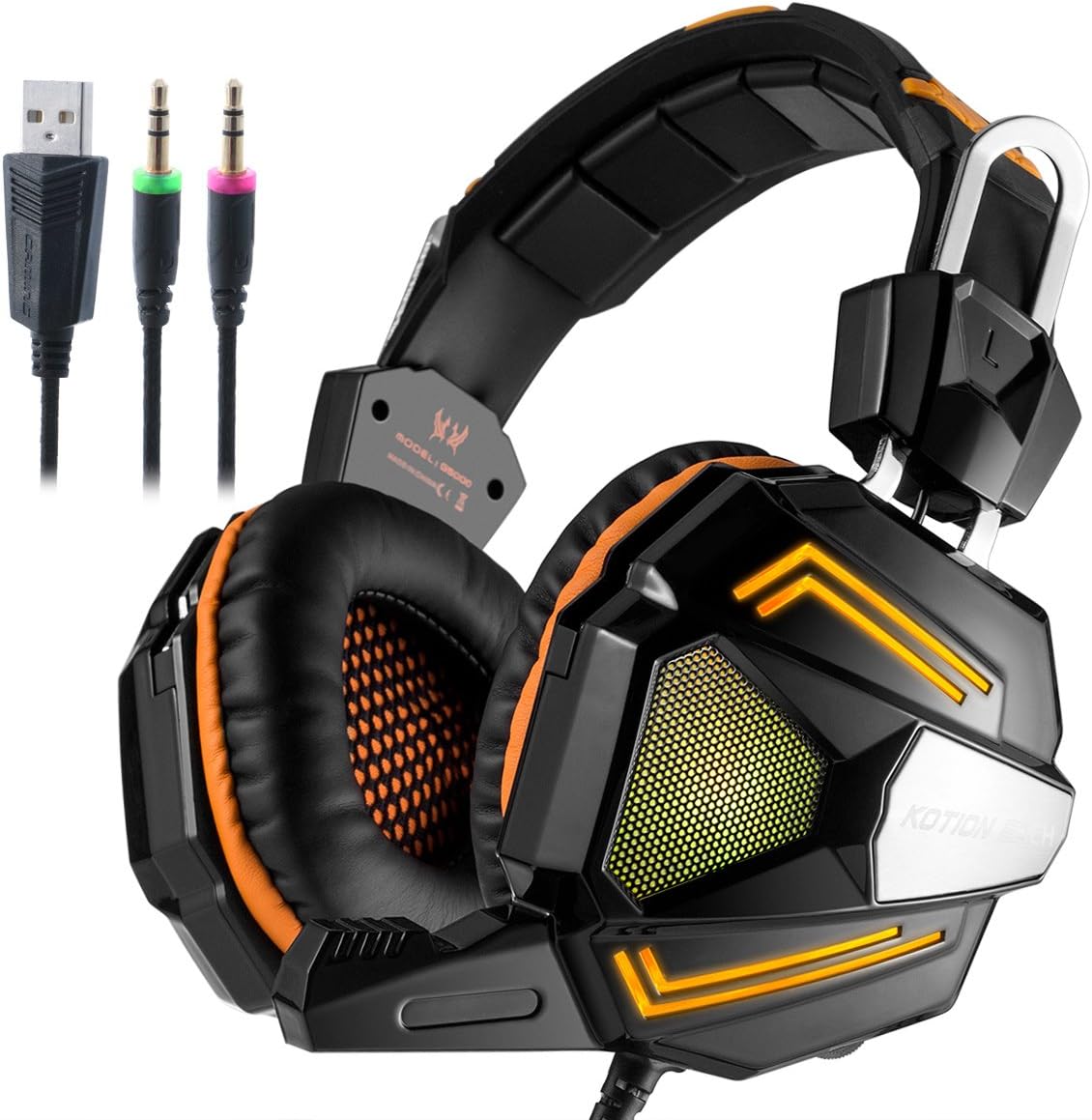 Zakitane KOTION EACH G5000 3.5mm PC Stereo Gaming Headset, Bass Headphones, Comfortable Headband with Microphone, Over-ear fit with Noise isolation, Breathing LED Light for Laptops or Computers