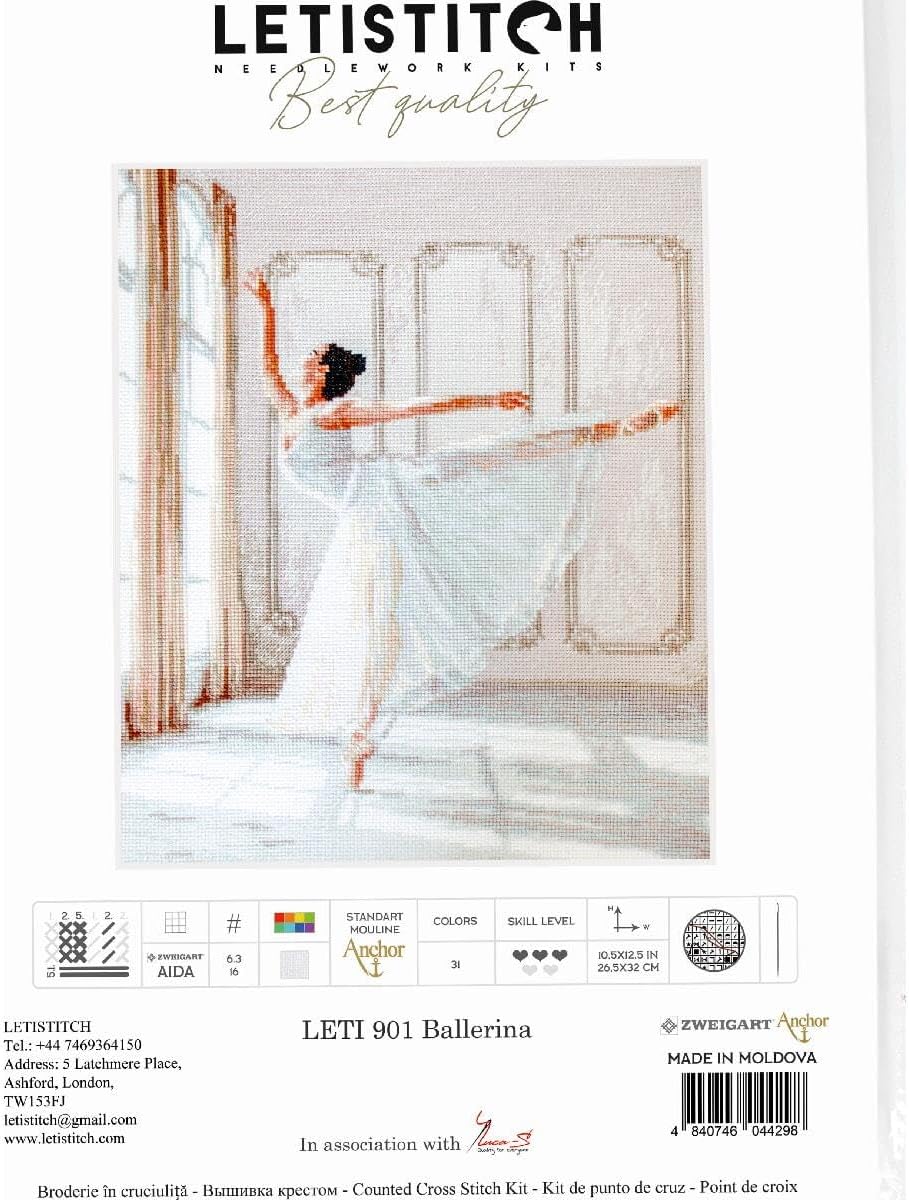 Letistitch Counted Cross Stitch kit Ballerina I, 26,5x32cm, DIY