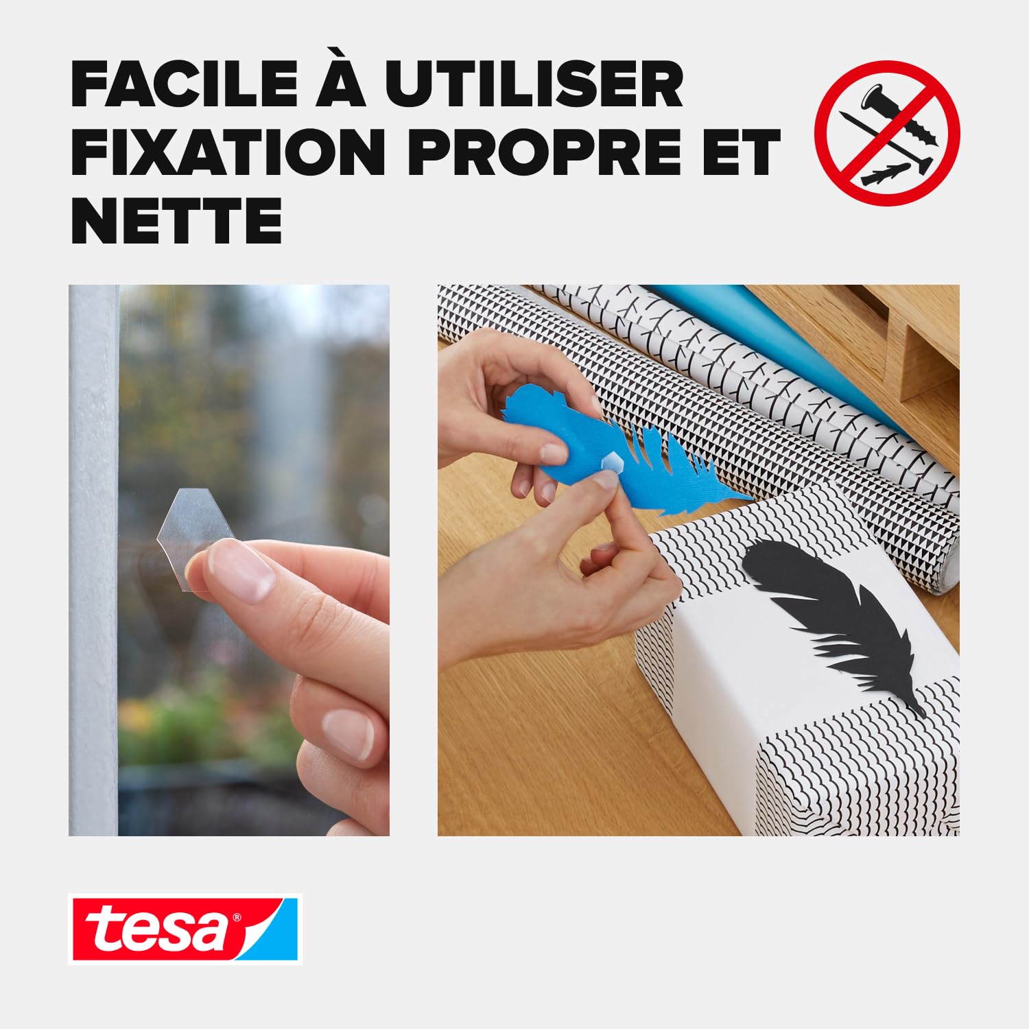 Tesa Tack 200 Pastilles adhésives Double-face Transparent