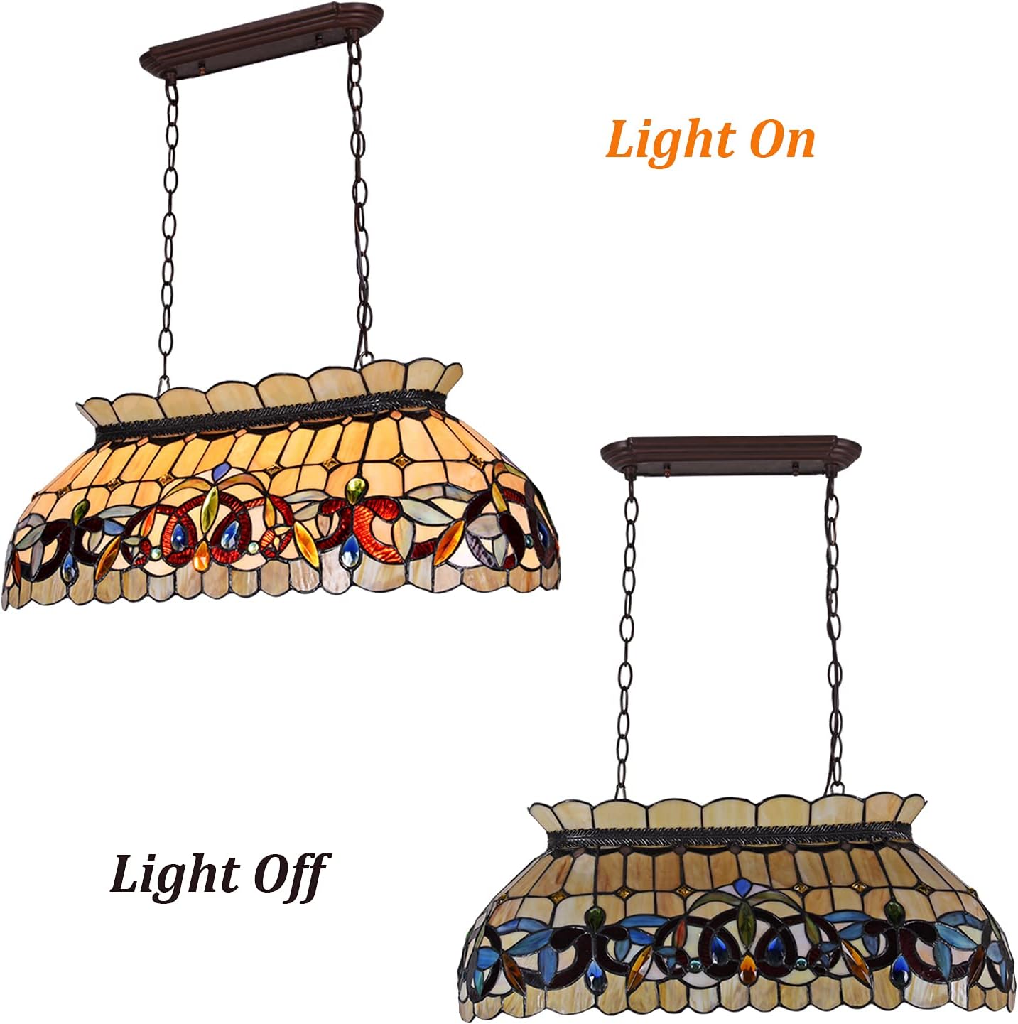 Blасk Frіdау - 40% оƒƒ Maxxmore Tiffany Pool Table Light, Vintage Snooker Billiards Light, Victorian Style Hanging Pendant Light Fixture for Dinning Room/Game Room/Men’s Club, 28 Wide