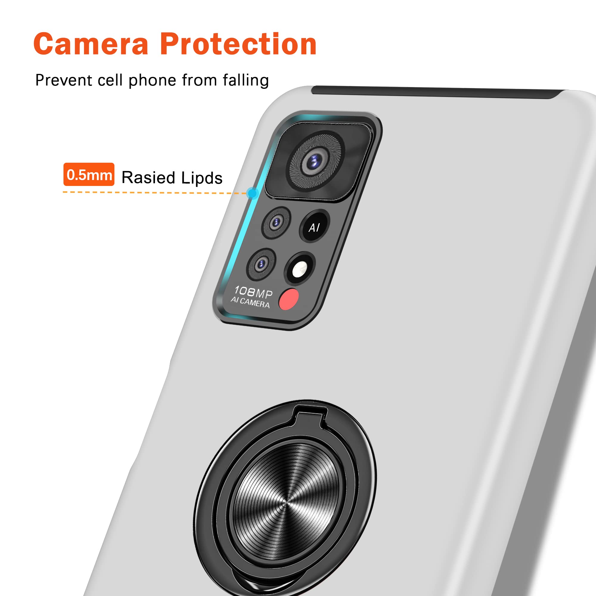 Xiaomi Redmi Note 10 Pro 4G Hülle – Mit Ringständer, 360° Drehbar, Magnetisch – Stoßfest & Stylisch