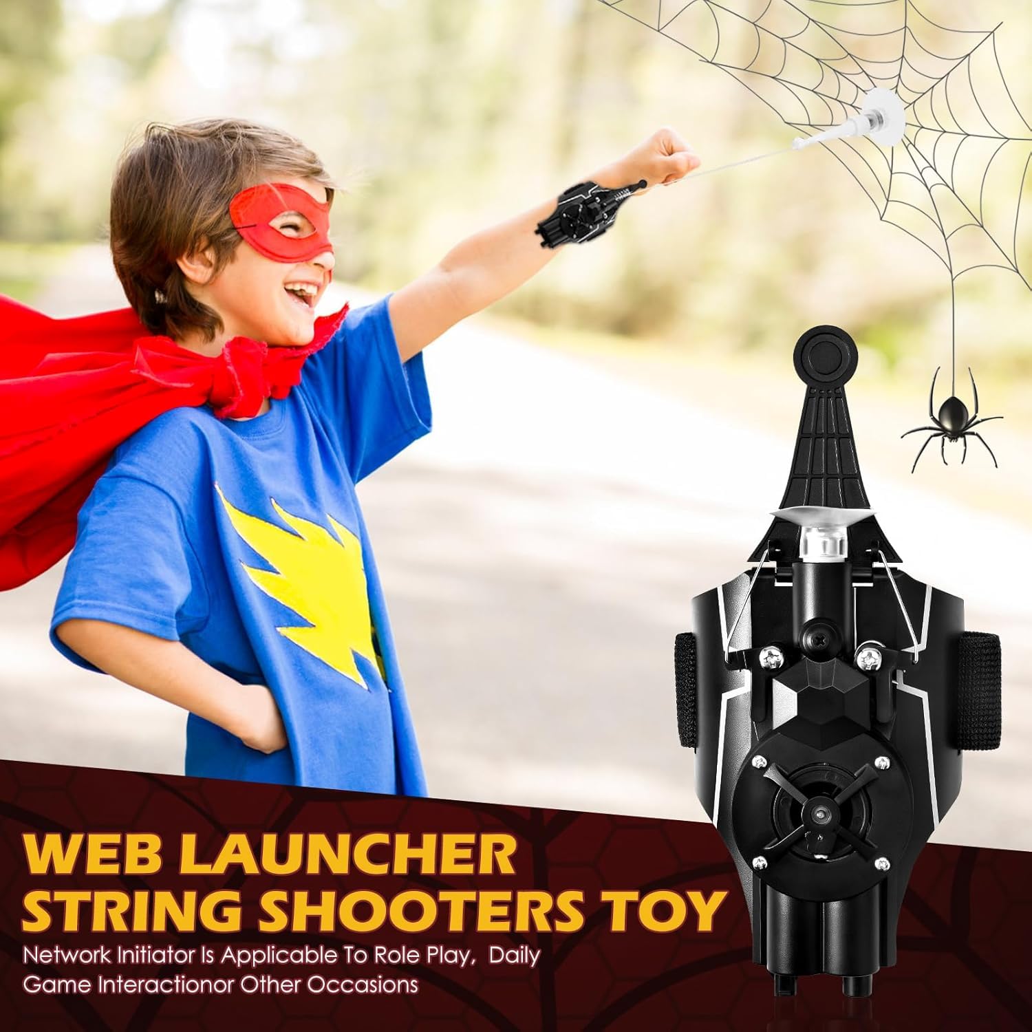 Towwoo Spider Web Shooter, Spara Ragnatele con Launcher Guanti per Bambini, Spider Web Launcher in Plastica per Cosplay