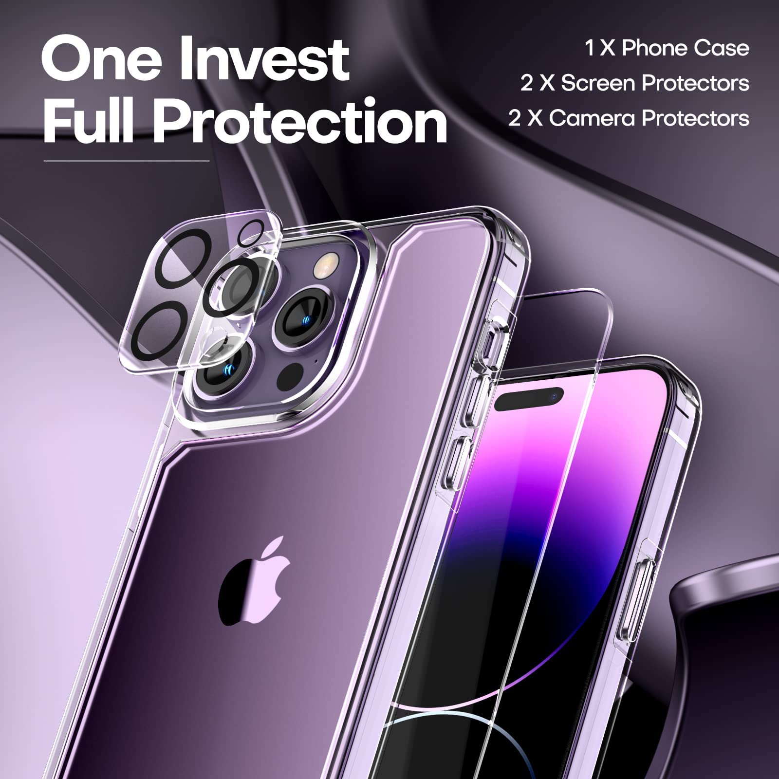TAURI Clear for iPhone 14 Pro Max Case, and HD Screen Protector - Image 3
