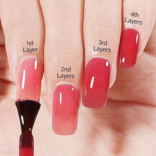 Miniatura 5 de AILLSA Jelly Brown Gel Nail Polish - Dark Nude Gel Polish Sheer Amber Color Nail Polish Gel Neutral Translucent Soak Off U V Gel Nails for Nail Art