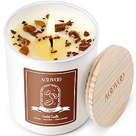 AOOVOO Macchiato Coffee Scented Candles for Women - Aromatherapy Candle with Crystals Inside, 10oz, 60H Burning Time, Soy Candles for Home Scented, Birthday Gifts Christmas Candle for Women Mom