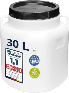 Garronda 30 litros Barril Cuadrado BPA-Libre y Barril para Piensos Boca Ancha Depósito de Agua con Tapa para Sauerkraut y Salmuera para Carne tonel para Agua de Lluvia GD-0088, Blanco