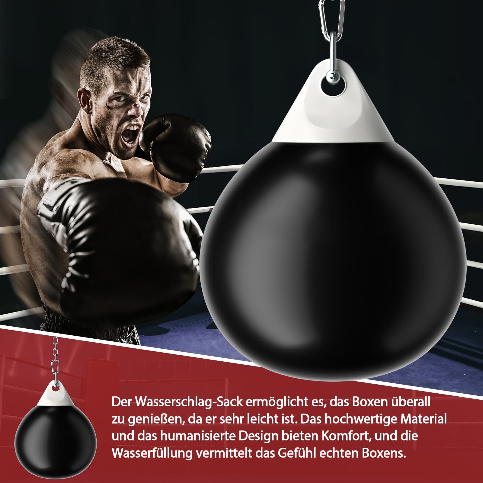 COSTWAY Ø45cm/55cm Wasserboxsack, 50 kg/80kg Boxing Punching Bag mit Verstellbarer Metallkette, Sicherheitsschnallen & Wasserschlauch, Punchingsack für Erwachsene & Kinder