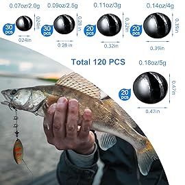 SANWEAL120PCS/200PCS Fishing Weights Sinkers - Premium Split ShotFishing Weights Sinkers - Round Removable Fishing Sinkers - 5/6 Sizes